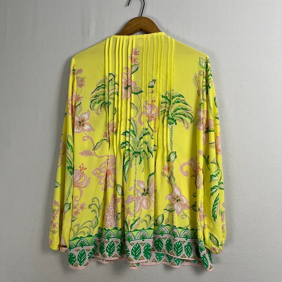 LILY PULITZER‎ Blouse Womens Size Large Long Sleeve Yellow Pink Marilina Tunic - Picture 7 of 10